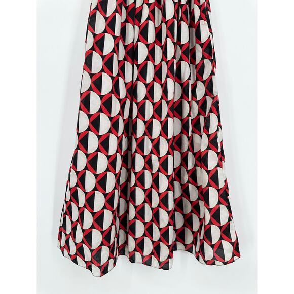 Cynthia Rowley Caprice Midi Dress Off The Shoulder Puff Sleeve Smocked Geometric - Picture 10 of 15